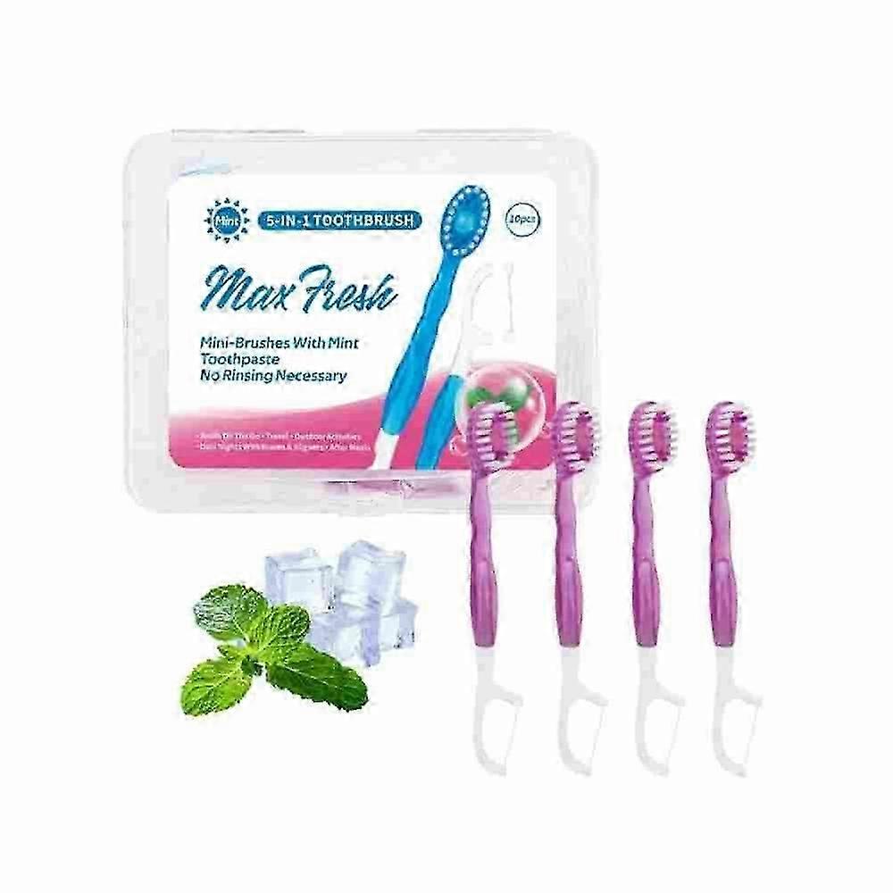 5 in 1 Toothbrush & Floss, Disposable Mini Toothbrushes on The Go