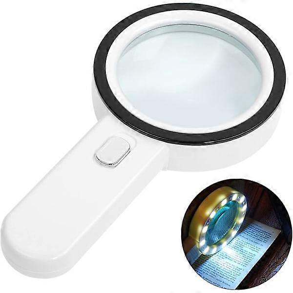 Magnifying Glass with Light (Silver Button), 30X Magnifying Glass with 12