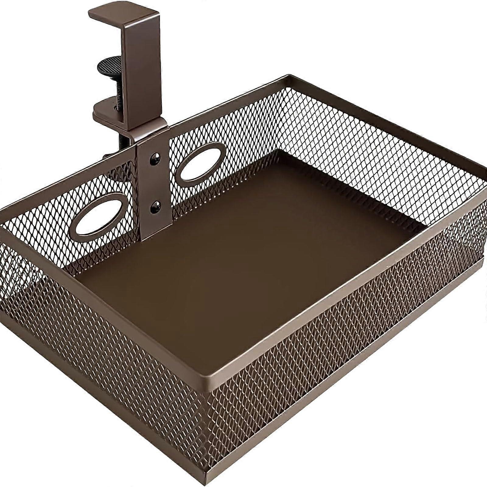 360 Degree Rotating Under Desk Storage Organiser Large Capacity Metal Wire Basket Office Supplies Drawer CF