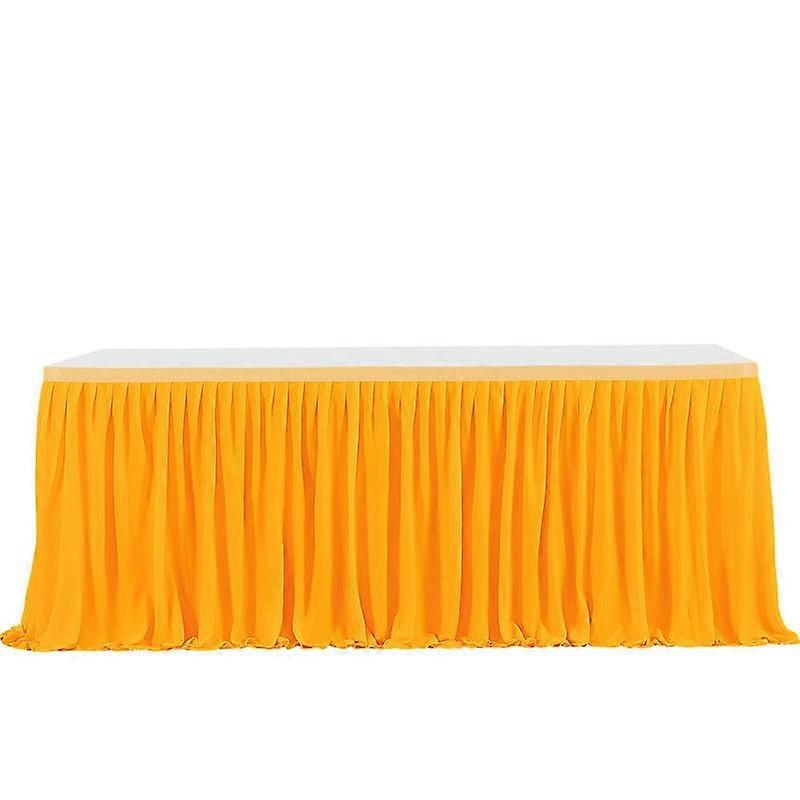 Table Skirt 414FT White 1 Layer Fluffy Tutu Tulle Chiffon Ruffle Pleated Wedding Baby Shower Party