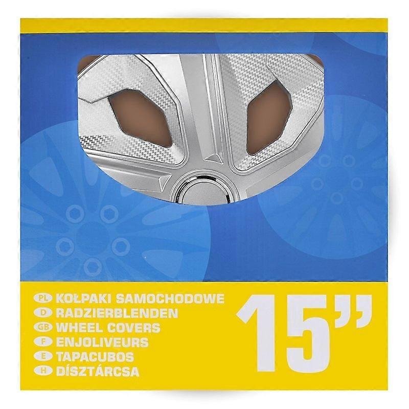 15" karbonsølv hjuldekselsett, 4 deler