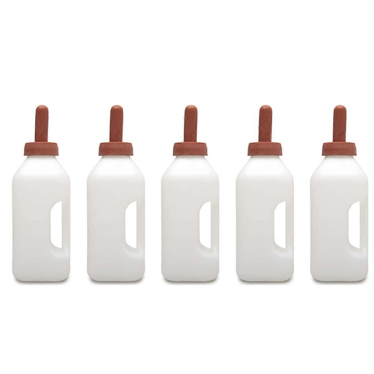 5X Calf Bottle with Handle and Push-on Nipple 2 Quart Feeder for Nursing Baby Cows