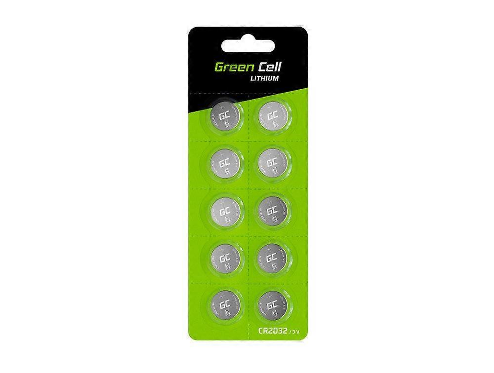 Green Cell Blister 10x Lithium Battery Cr2032 3v 220mah Button