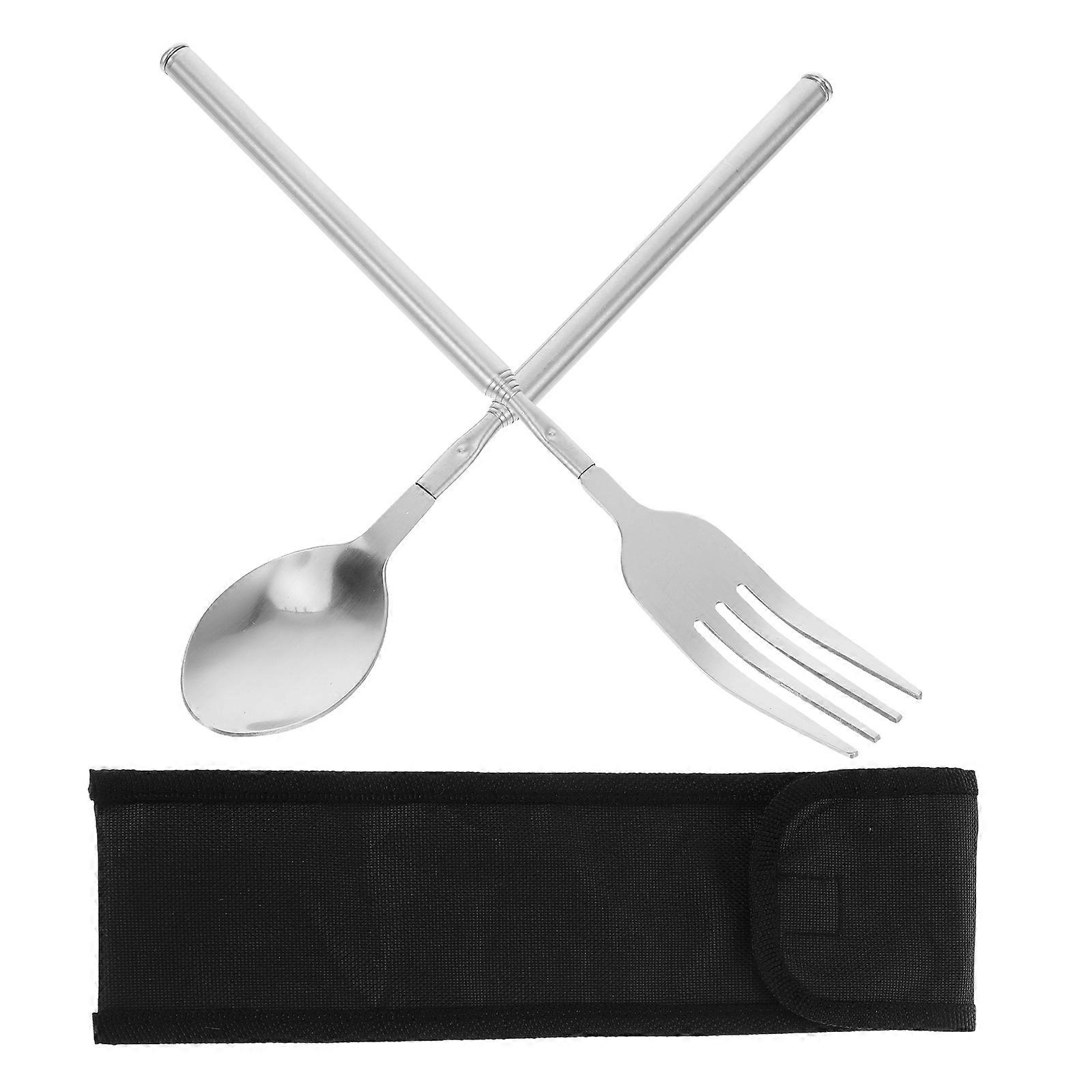 Reusable Stainless Steel Telescopic Fork and Spoon for Camping 4Pcs Set