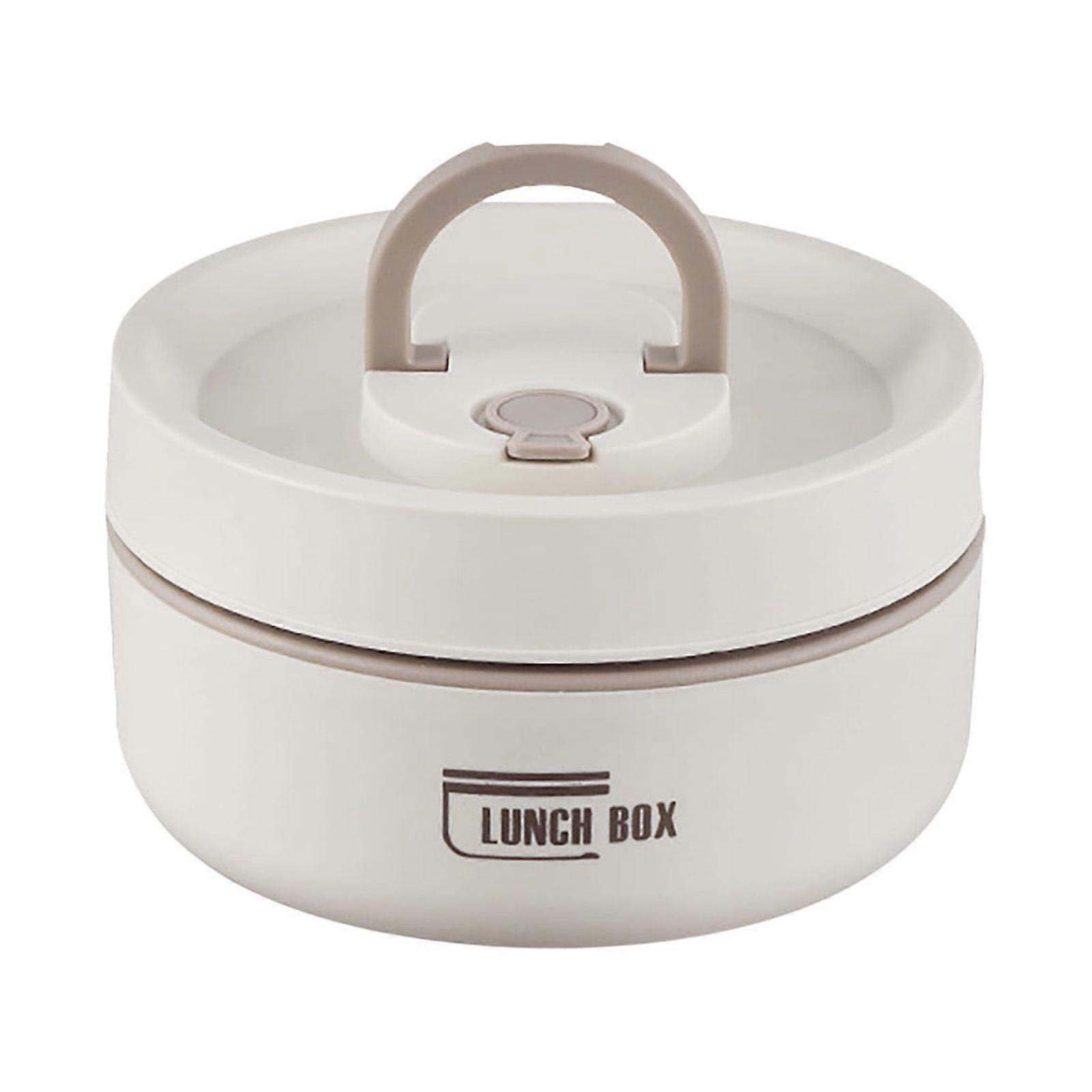 Stainless Steel Thermal Lunch Container, Portable Double Layer Food Warmer Pot, Round Shape for Office Use - Small