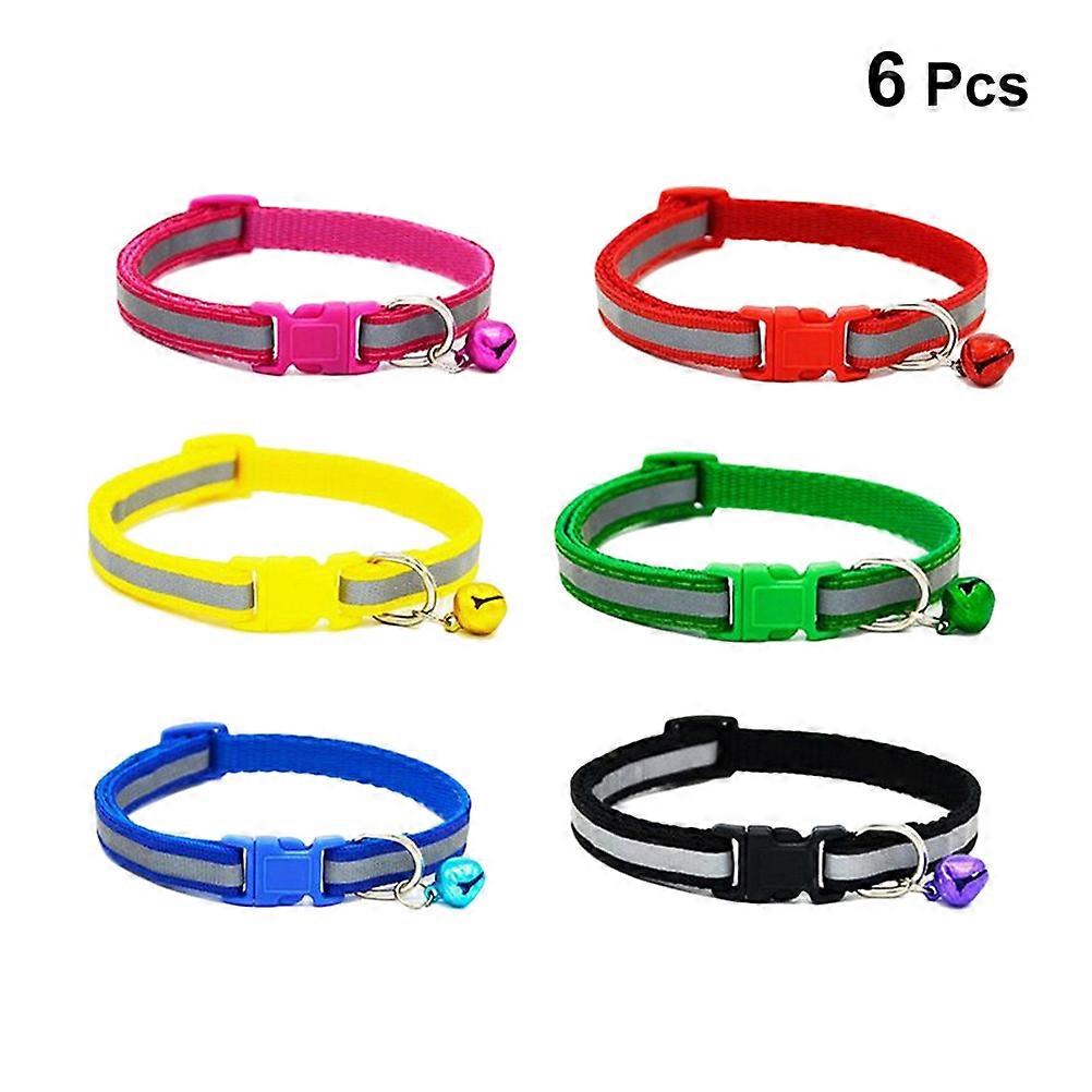 Reflective Pet Collar Adjustable Buckle with Bell Strap for 3Pcs Set