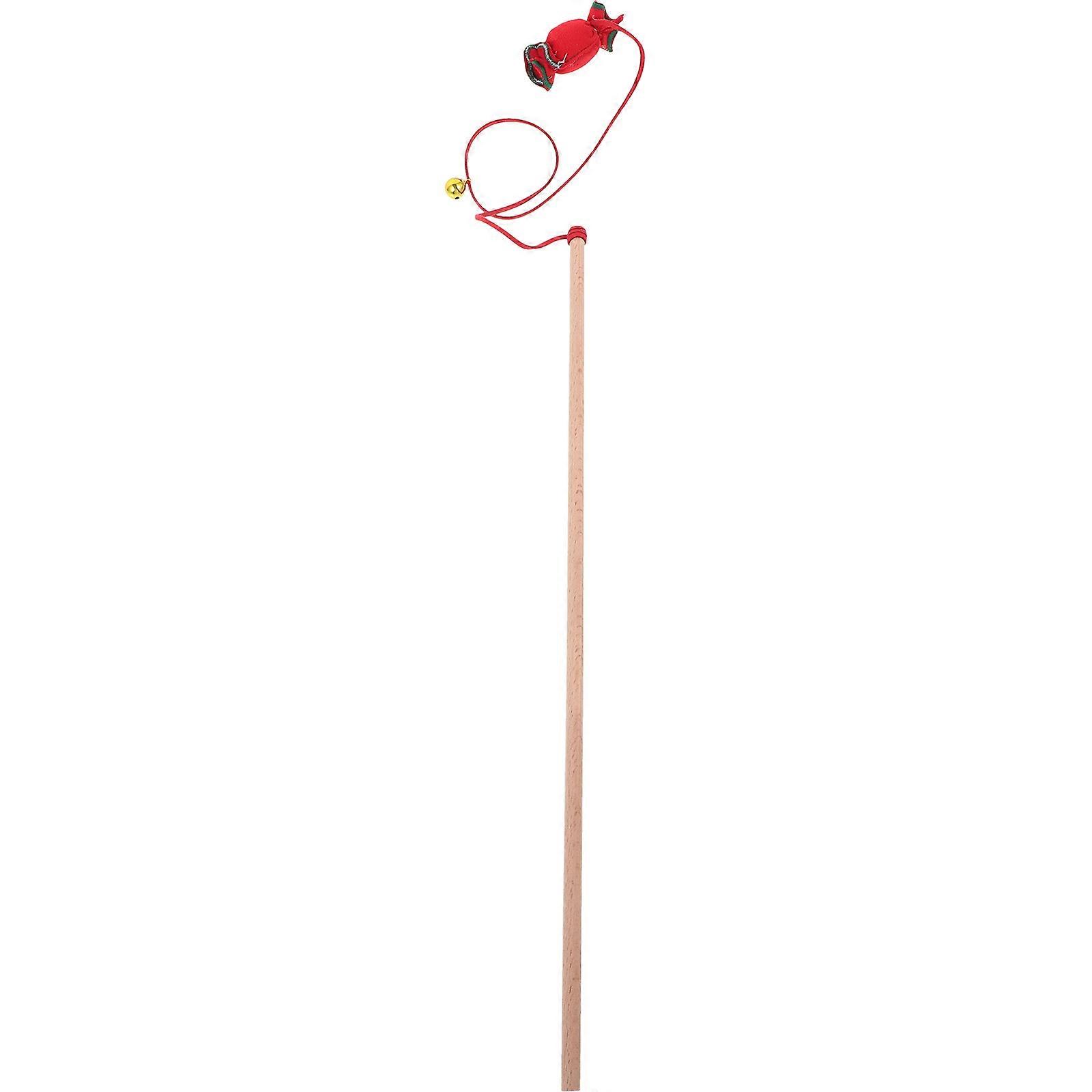 Red Plush Cat Teaser Wand for Teasing Fun 4Pcs Kit