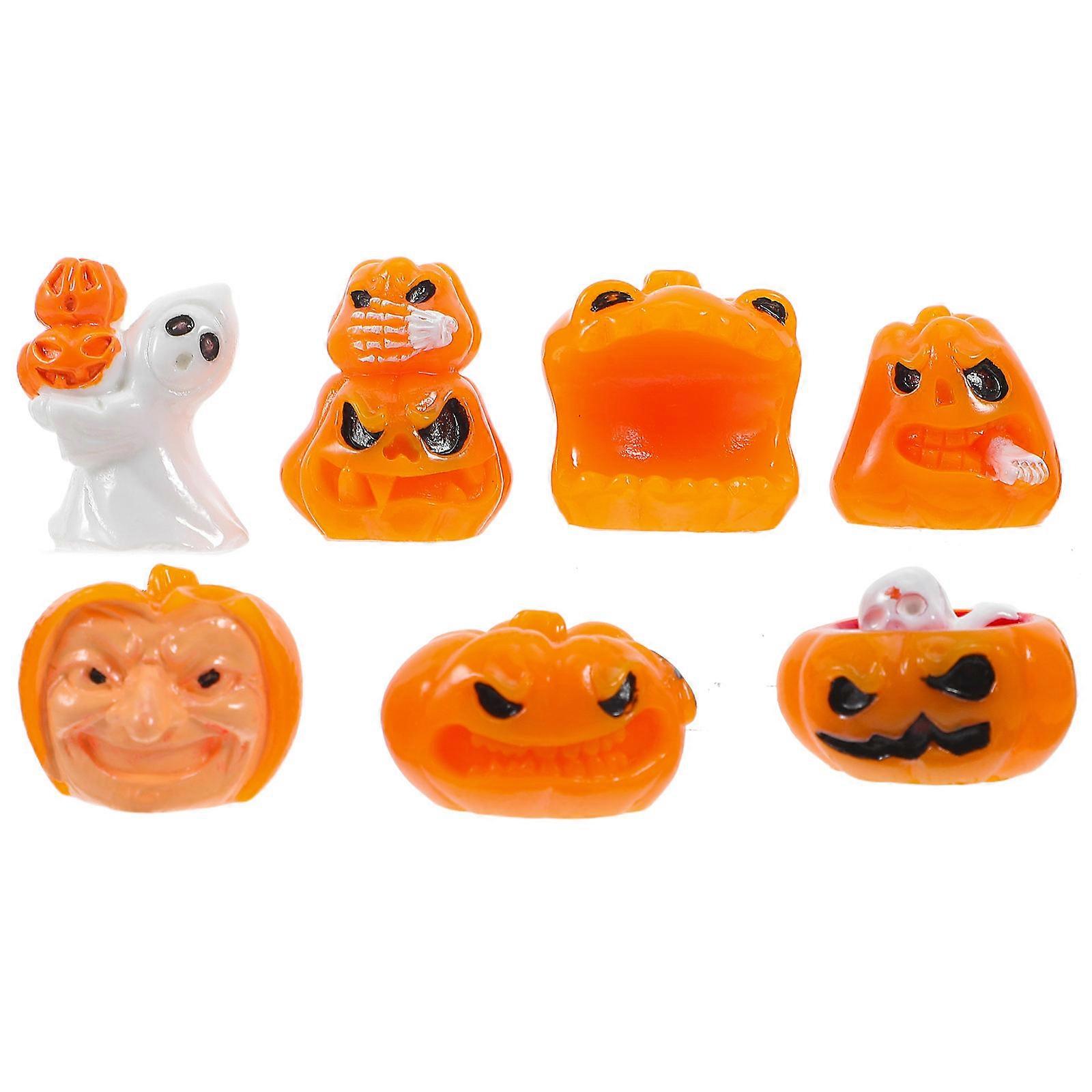 Halloween Figurines Pumpkin Ghost Decorations for Decor 28Pcs Resin