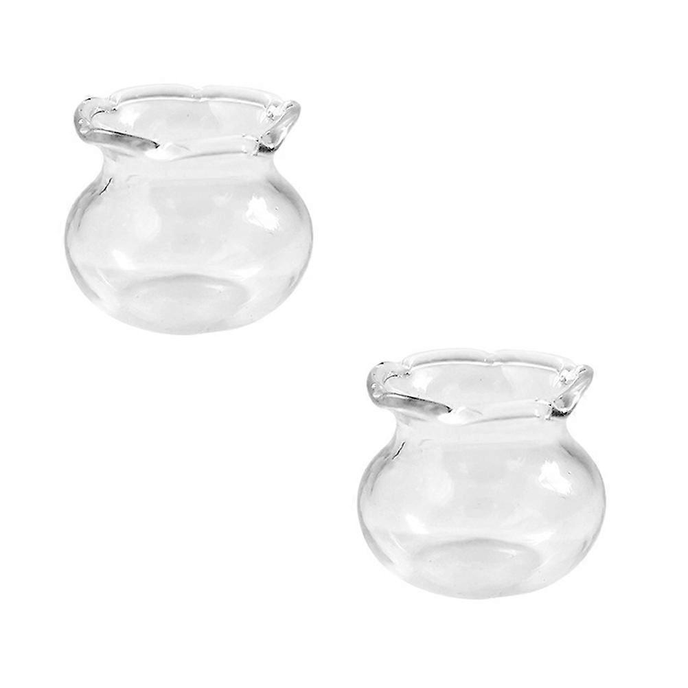 Glass Toy Fish Tank for Decor 2Pcs Simulation Mini Goldfish Bowl