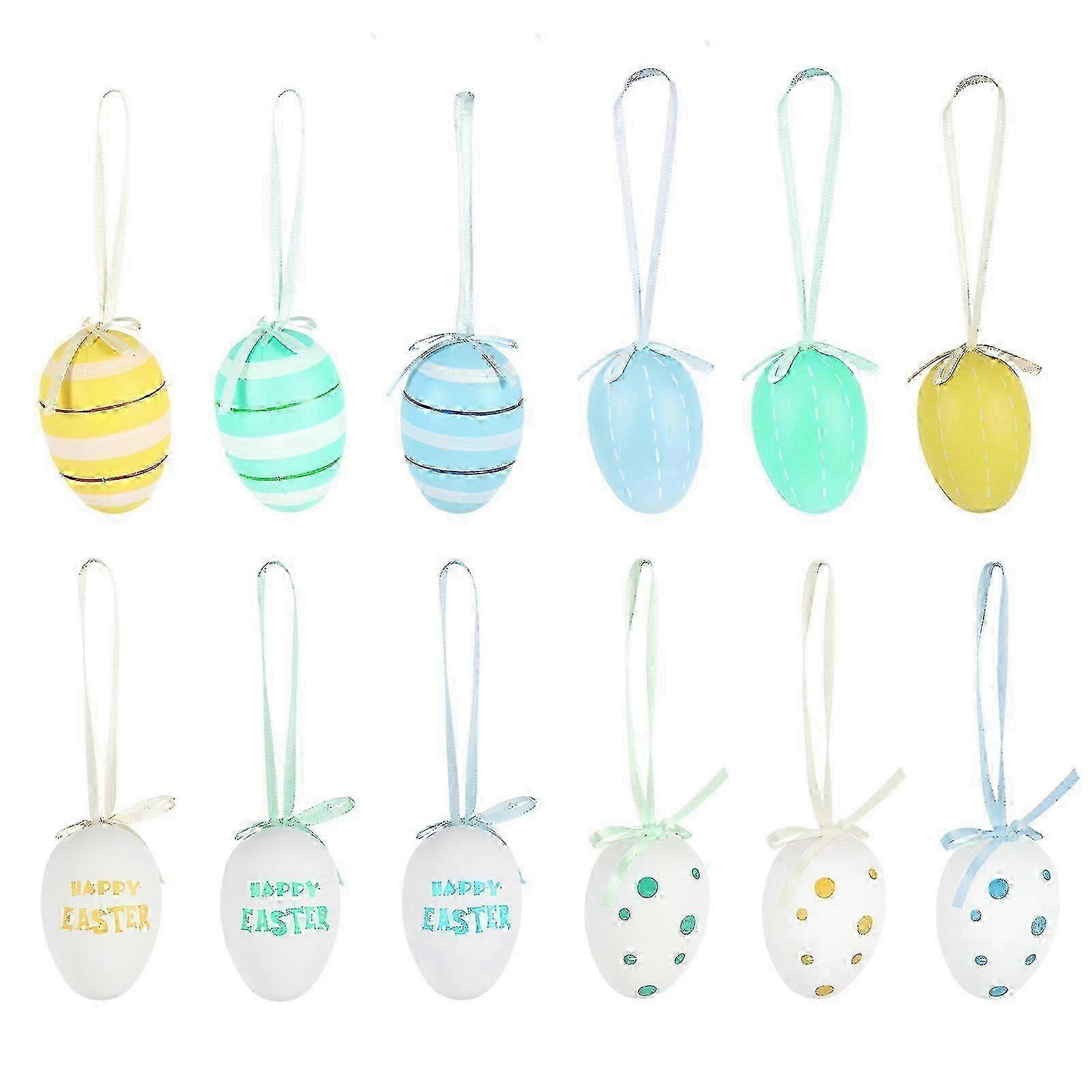 18pcs Creative Diy Easter Egg Decorative Plastic Egg Pendant Party Decorations