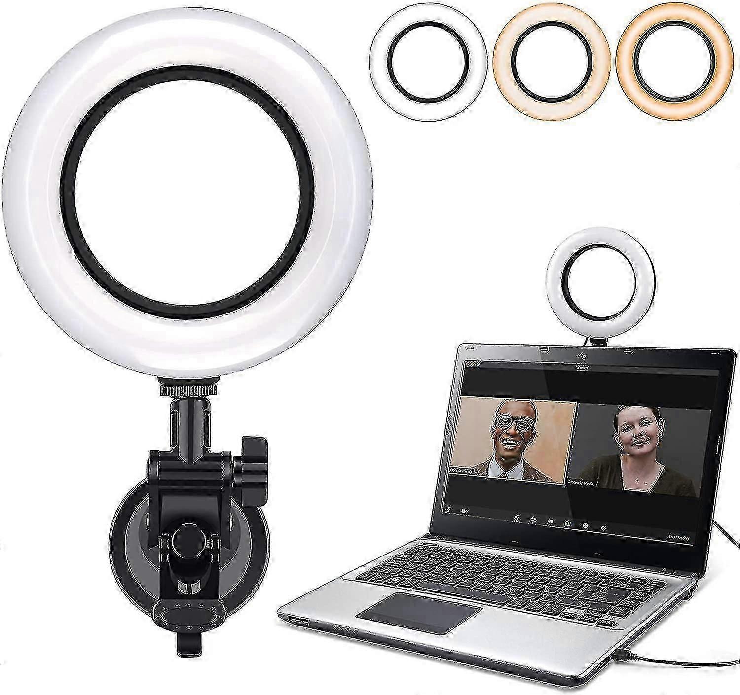 Adjustable LED Video Light Kit for Computer or Laptop Monitors, Dimmable Ring Light for Video Conferencing