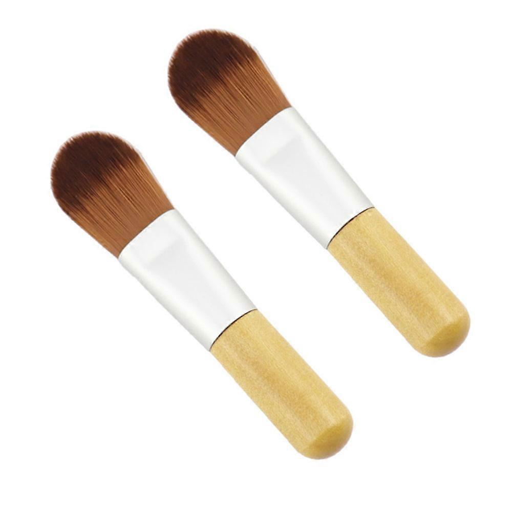 Foundation Makeup Brush with Durable Wooden Handle 2Pcs Portable