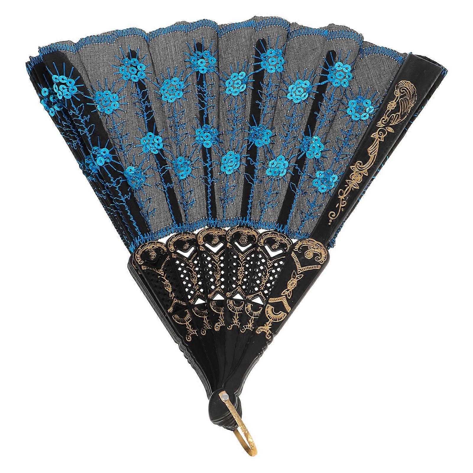 Folding Hand Fan Embroidered for Cooling The Air 2Pcs Elegant Style