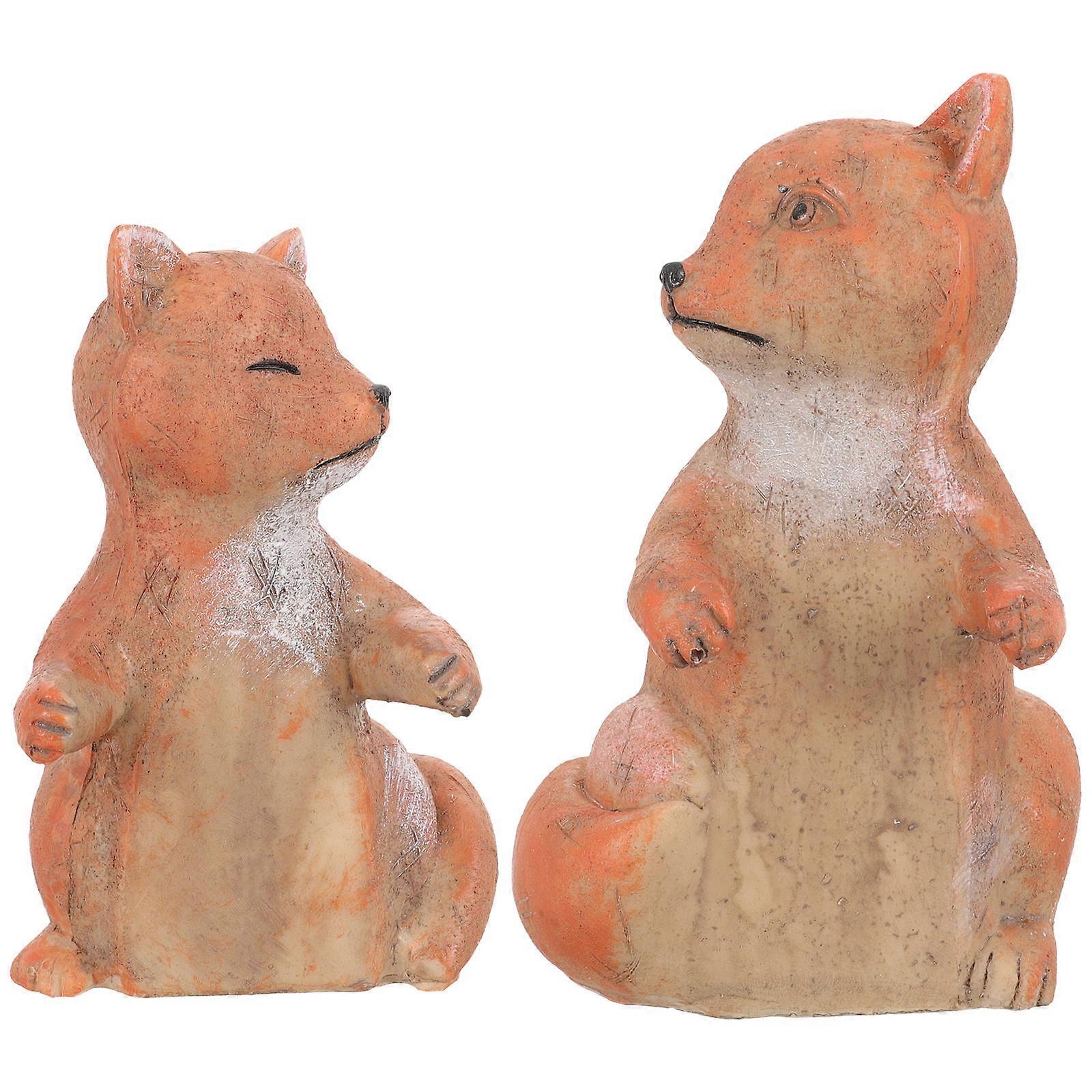 Fox Ornaments Decorative Ornament for Home Window and Desk - 4 Pairs of Resin Hug in Cartoon and Pastoral Style