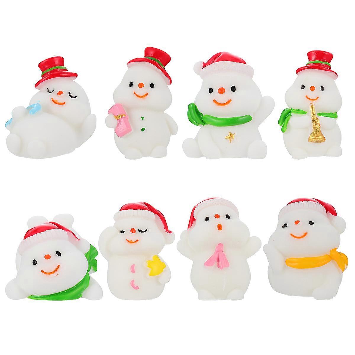 Christmas Resin Crafts Snowman Ornament for Table with 16Pcs