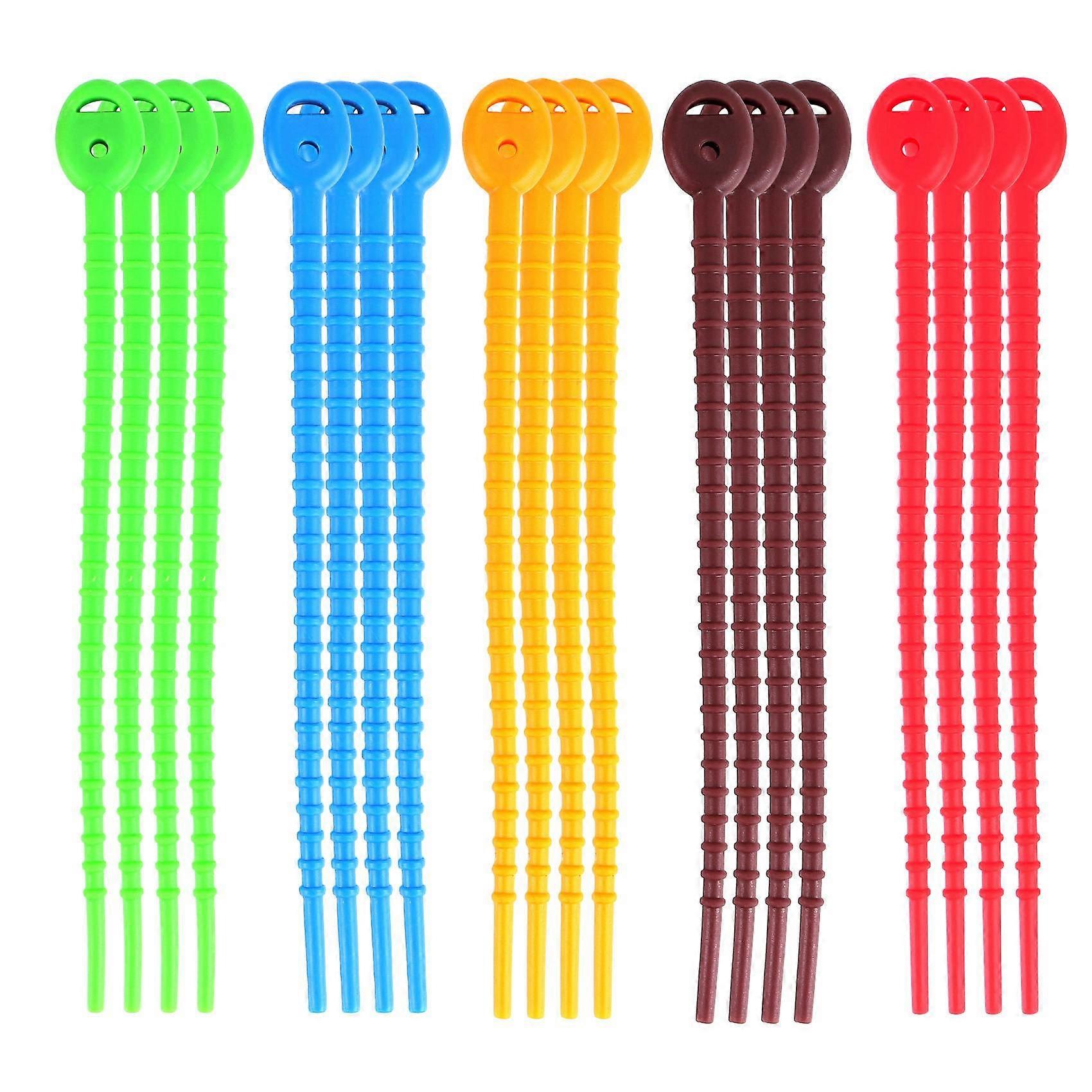 20 PCS Silicone Cable Ties, Zip Ties, Bag Seal Clips