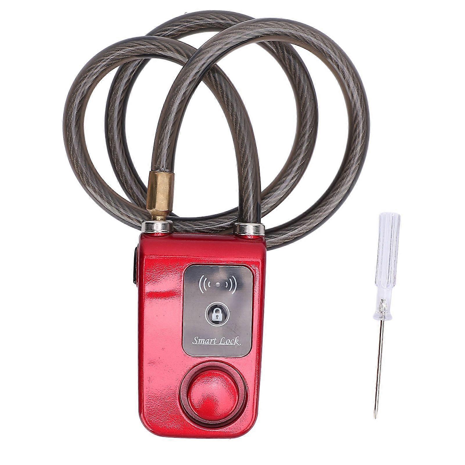 Keyless Bluetooth Motorcycle Lock IP44 Water Resistant Cycling Lock with Alarm APP Unlocking Vibration Alarm Anti Theft Smart Lock Red