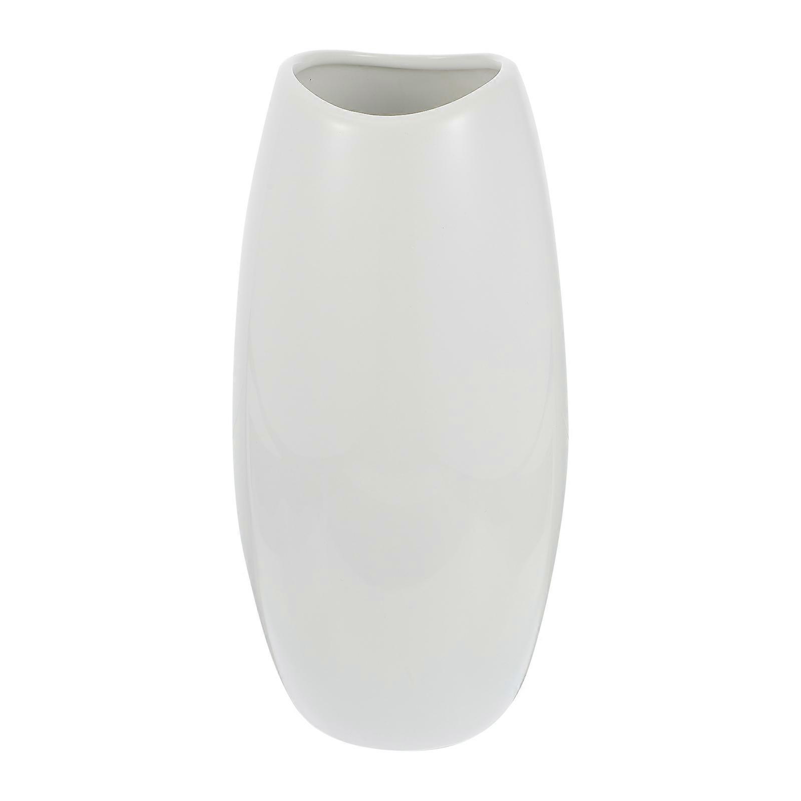 White Ceramic Vase for Decoration Use 2Pcs Flower Arrangement Container