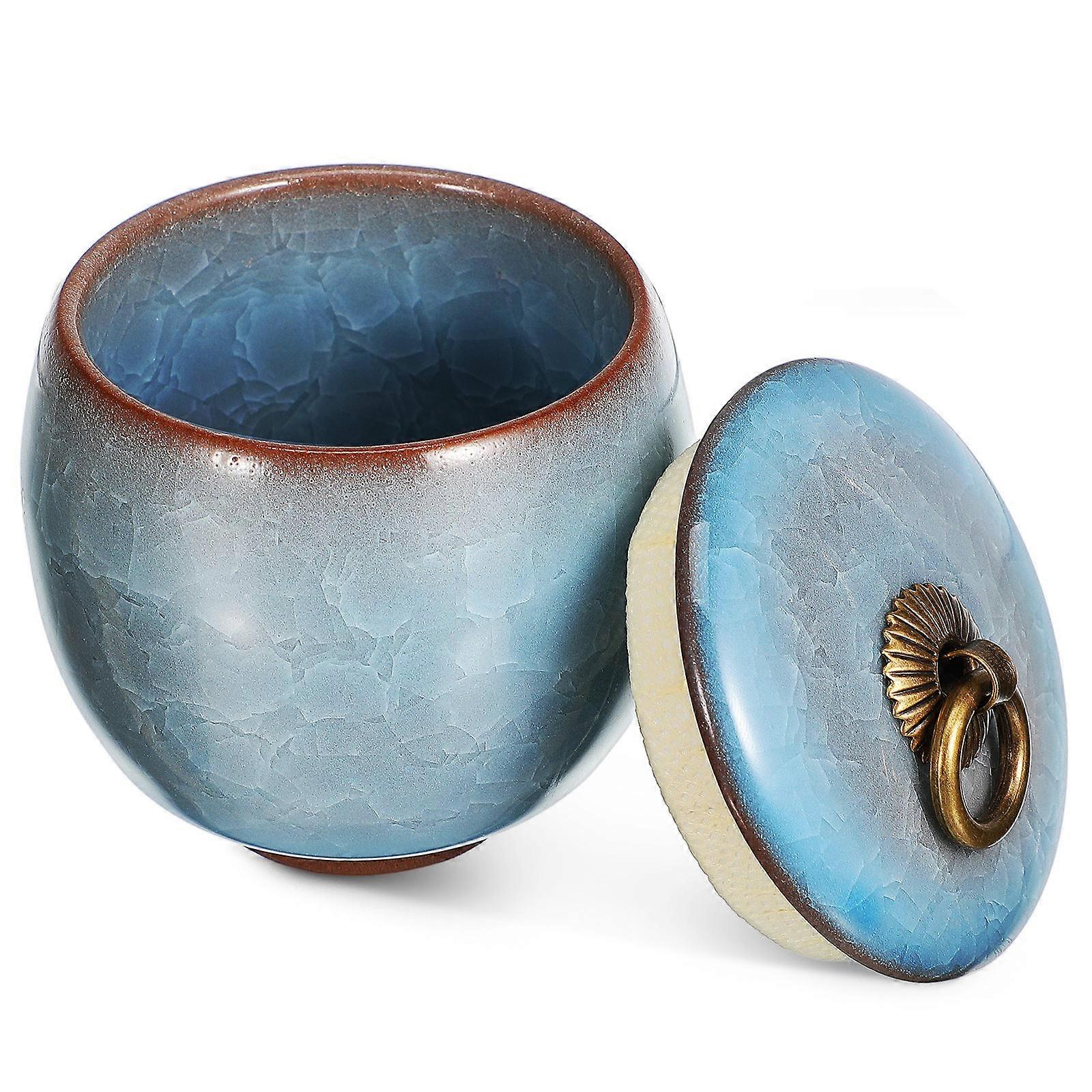 Ceramic Pet Urn Small for Ashes Keepsake 2Pcs Sky-Blue Memorial Holder