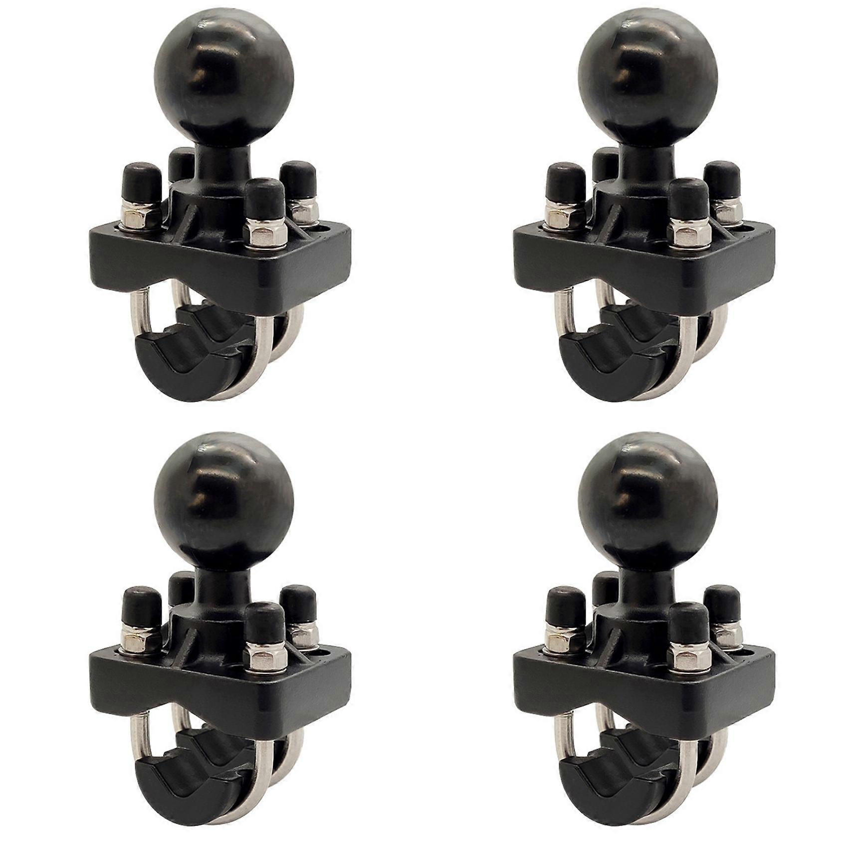 4X Double U-Bolt Motorcycle Bike Handlebar Rail Mount Base with 1.5 Inch Ball for Gopro Camera for Garmin for Sony