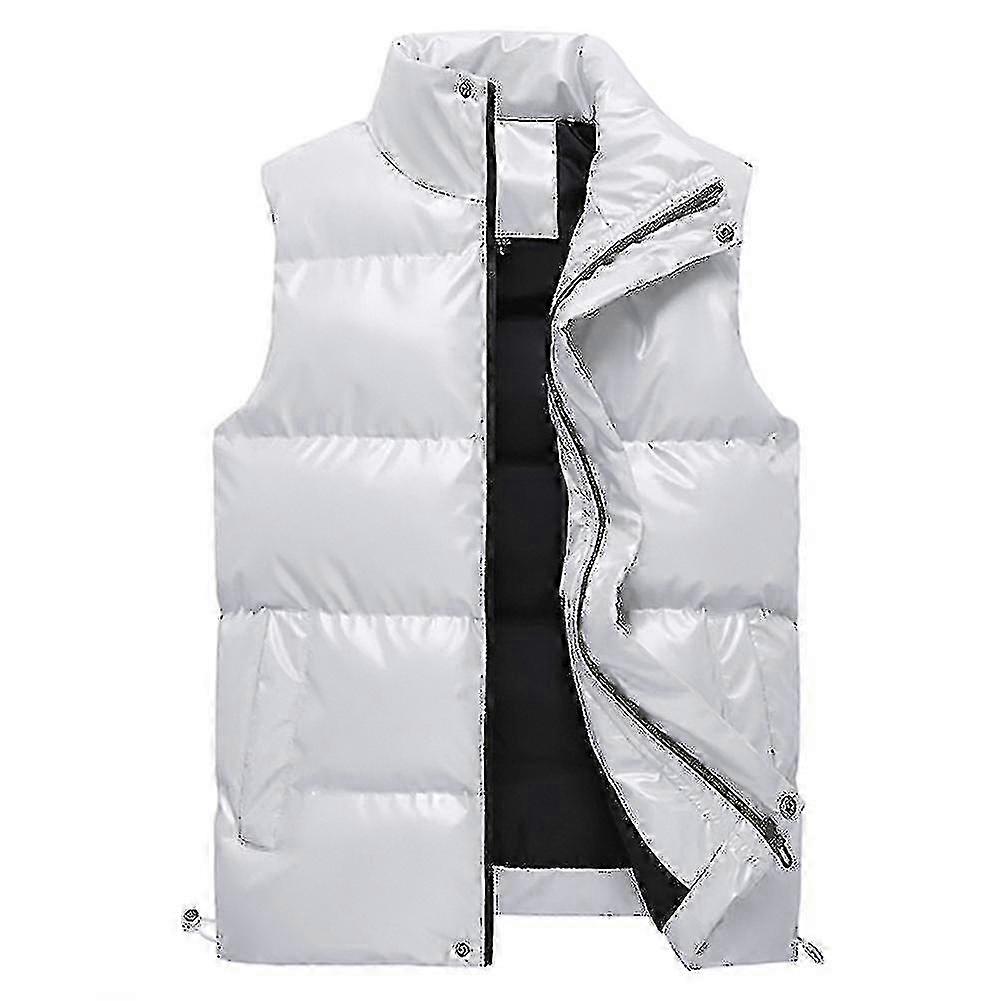 Mens Stand Collar Padded Shiny Vest