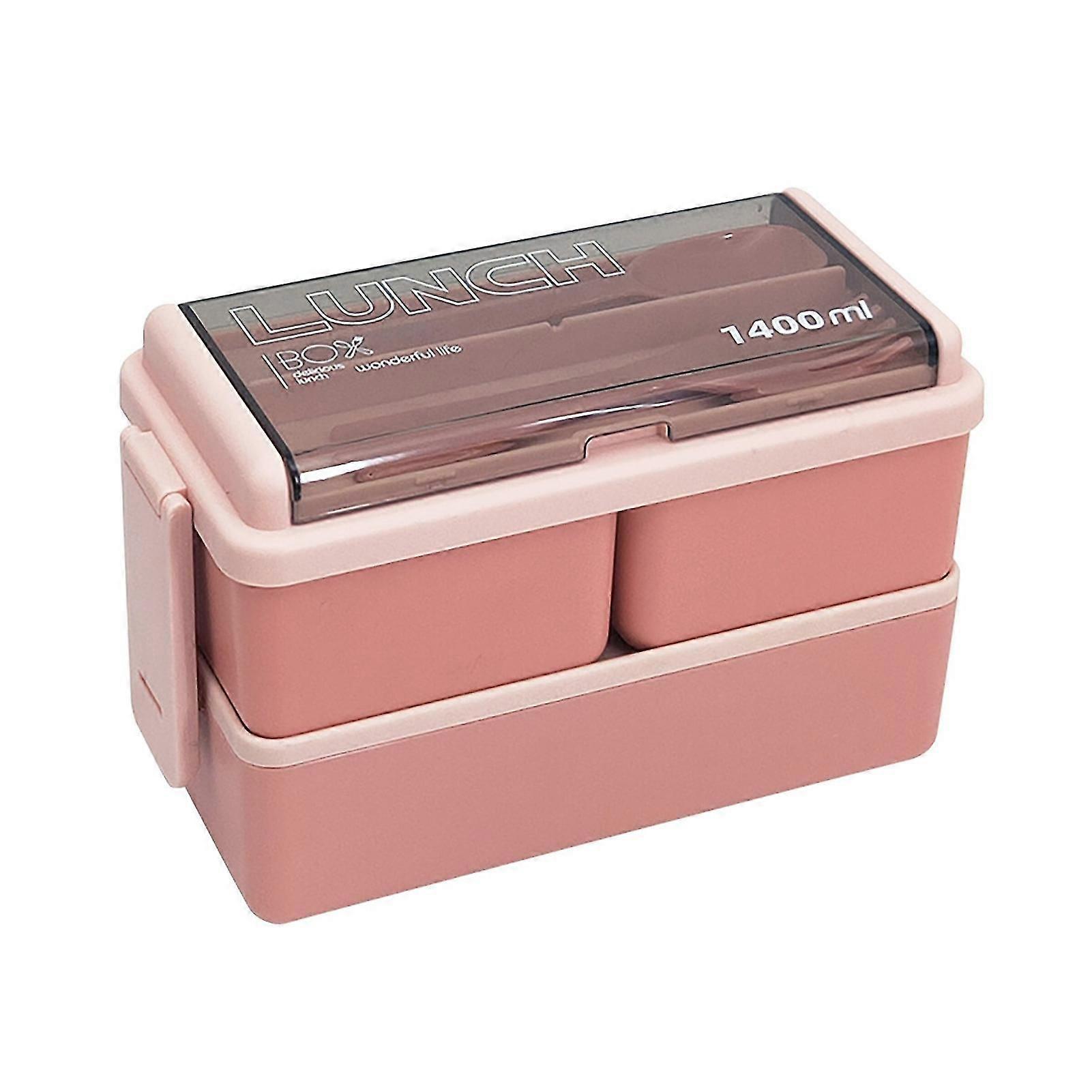 1400ml Food Container Double-layer Microwave Safe Bpa-free Bento School Kids Lunch Box For Picnic