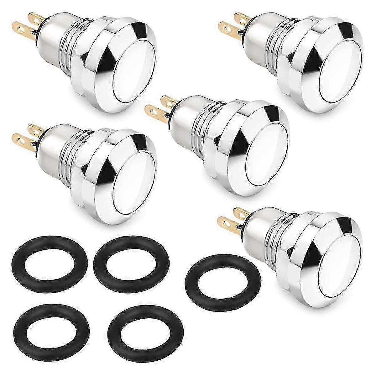 Waterproof Silver Dot 8mm Mini Round DC36V/2A Momentary Push Button Switch for Power Star Devices