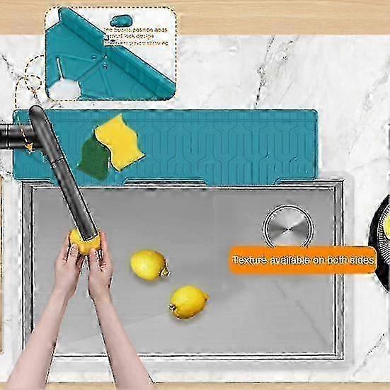 Silicone Faucet Sink Splash Guard Mat Foldable Drain Mat Non-Slip Multiple Drain Holes Adjustable Faucet Protector for Kitchens