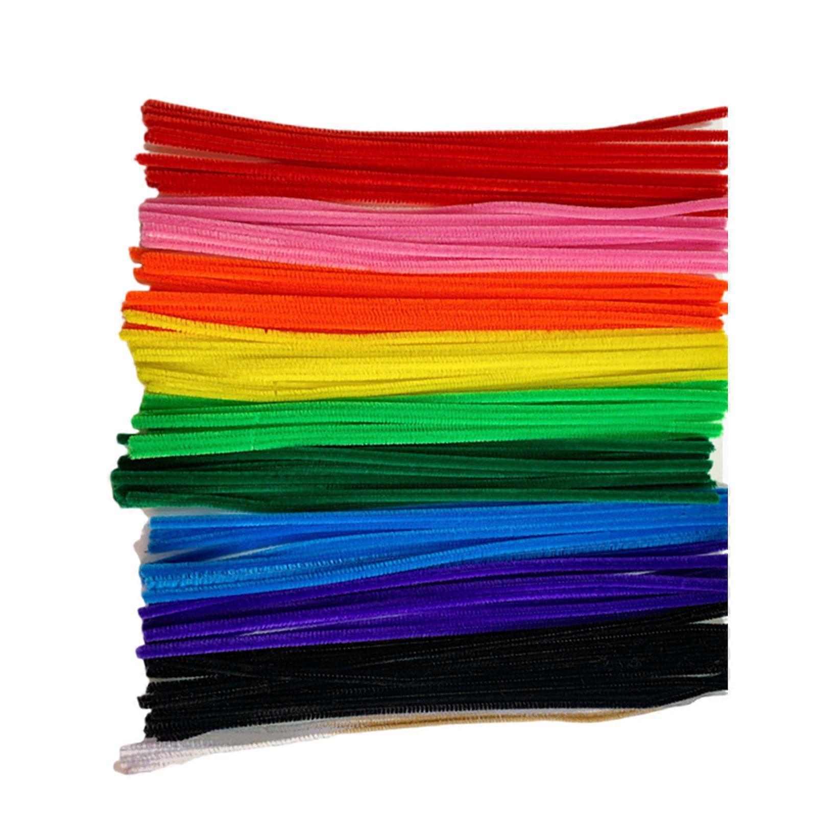 100 Pcs Soft Pipe Cleaners Chenilles Stems Bend Stick Fuzzy Wire Stick Colorful Fuzzy Stick for Craft Classroom  Deep rainbow
