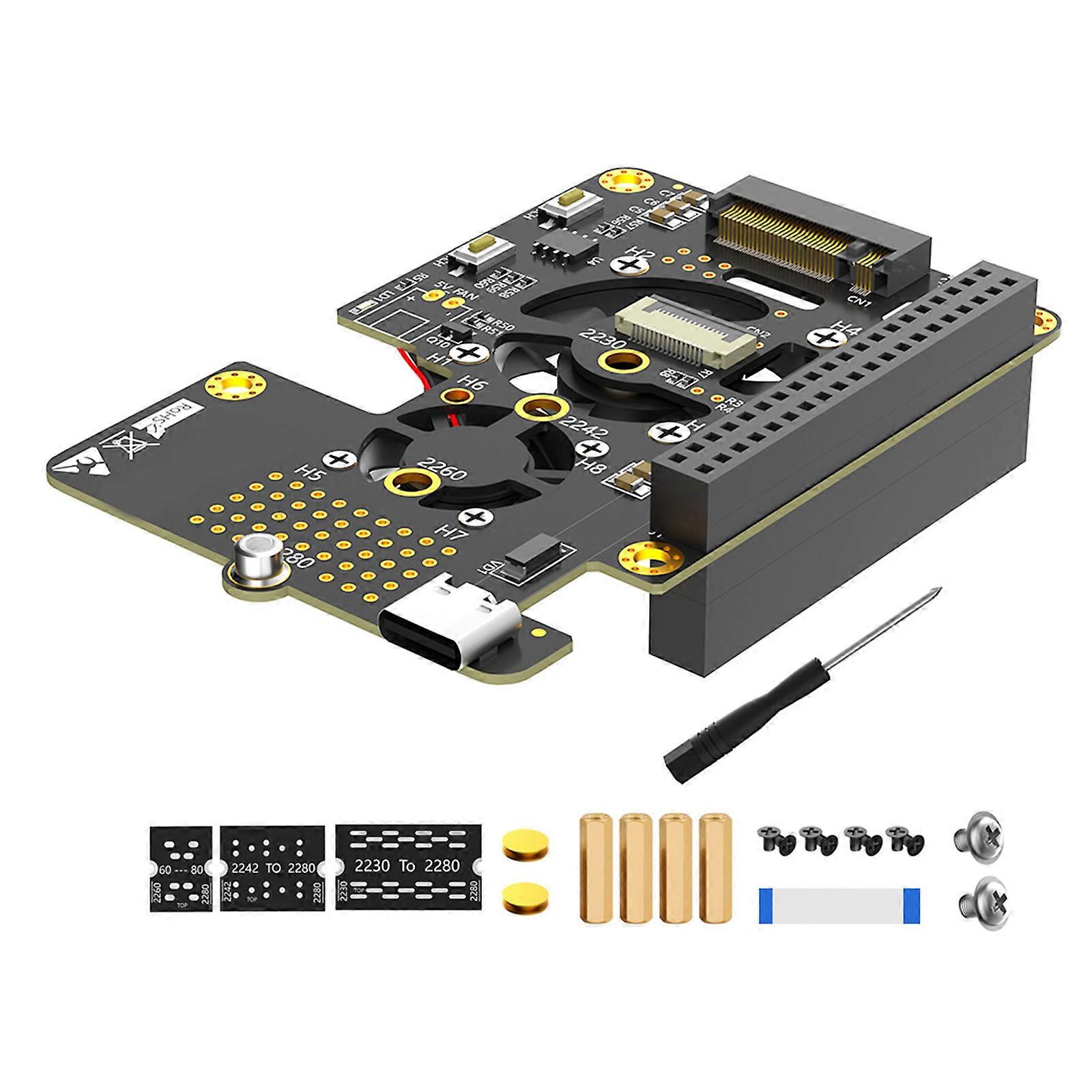  NVMe mKey  to PCIe Adapter Converter Board Unleash the Power of Industrial Automation Two Cooling Fan Efficient Multicolor