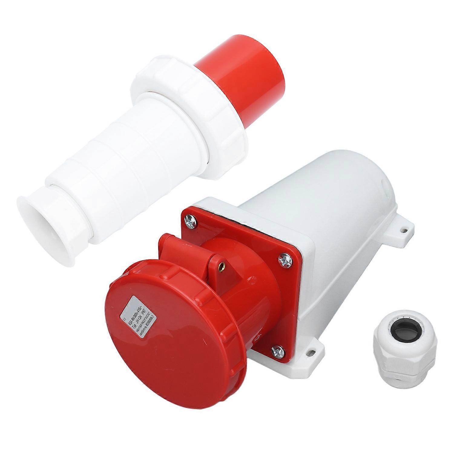 Waterproof Socket IP67 Industrial Aviation Plug Surface Mounted 4 Pin 3P+E 380V415V 63A