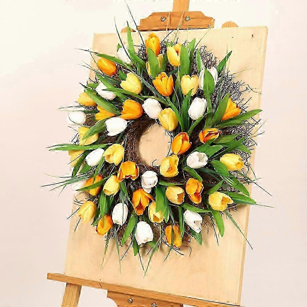 Artificial Tulip Wreath 40cm for Front Door and Home Decor 2025