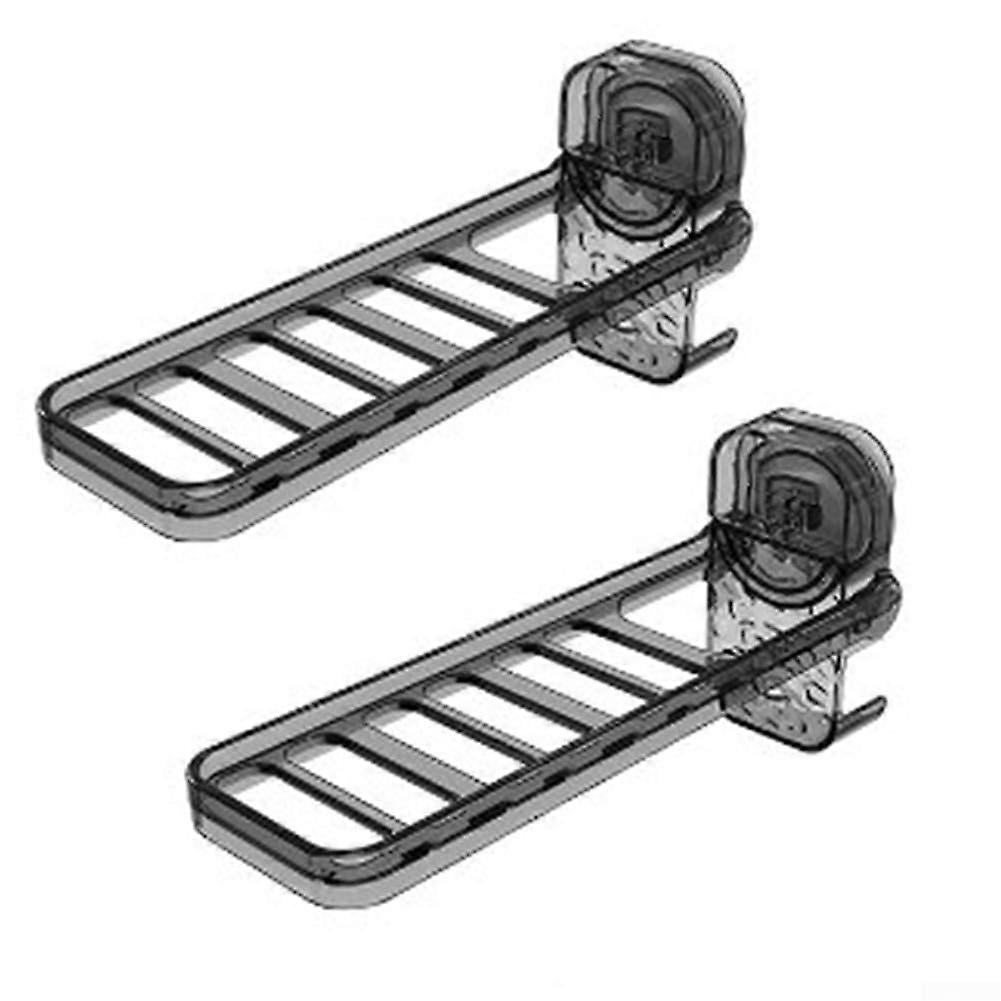 Wall Mounted Foldable Clothes Drying Rack with Suction Cup, Adjustable Height, SpaceSaving Design, 2 Pack, Translucent Grey