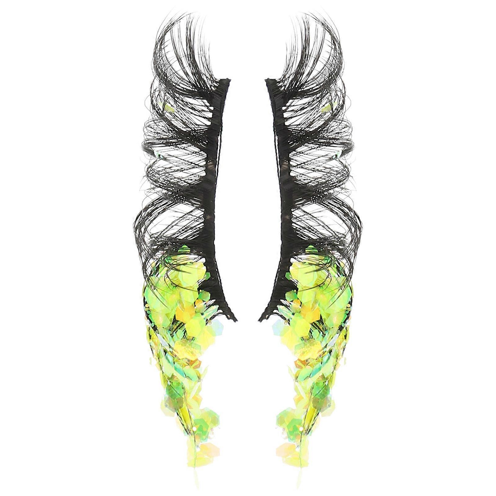 2Pcs Yellow False Eyelashes for Decoration Performance Luminous Lashes