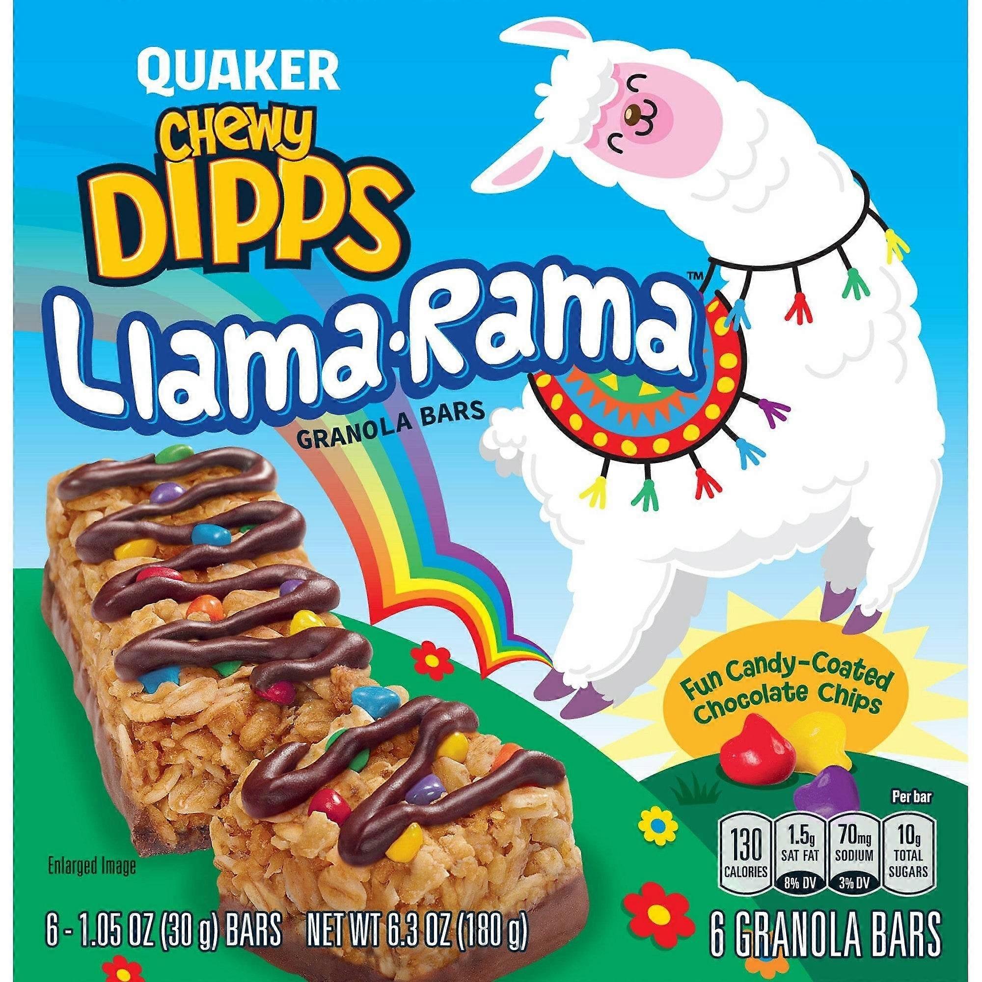 חבילת חטיף גרנולה Quaker Chewy Dipps, לאמה ראמה, 6 יח'