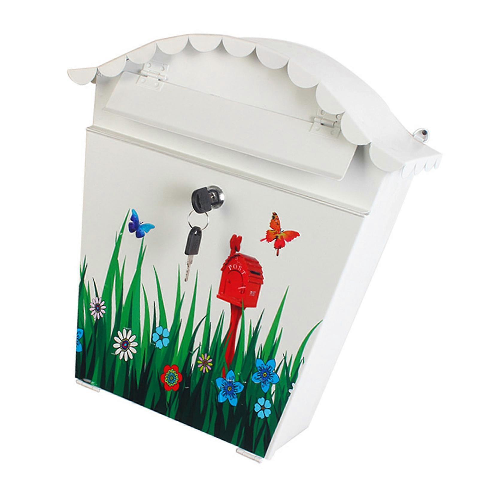 Artistic Iron Mailbox For Outdoor Use Features Nature Bird And Grass Simple Mount Gardens Accent Multicolor
