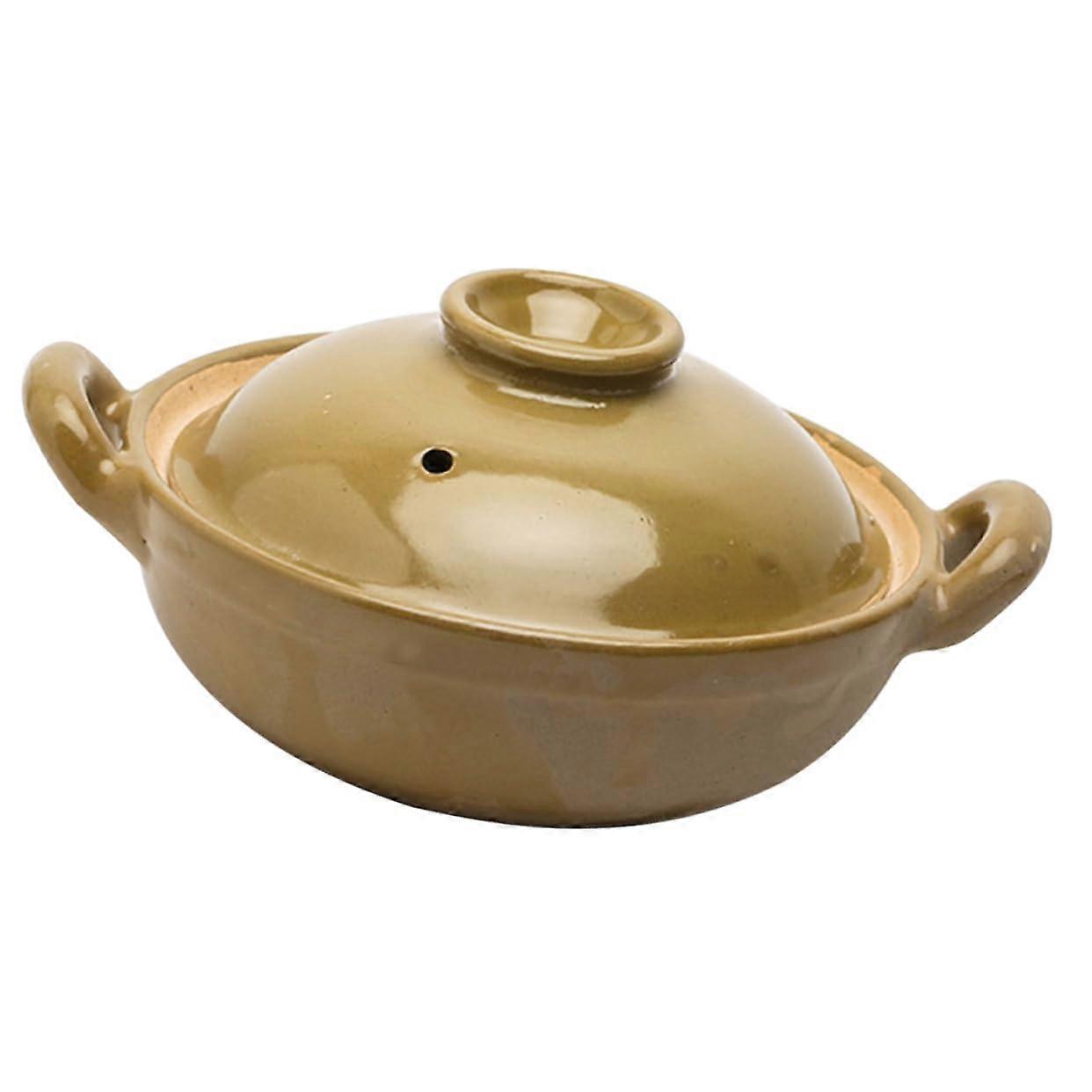Clay Cooking Pot with Single Handle, Small NonStick Earthenware for Stew, Soup and Easy Cleaning