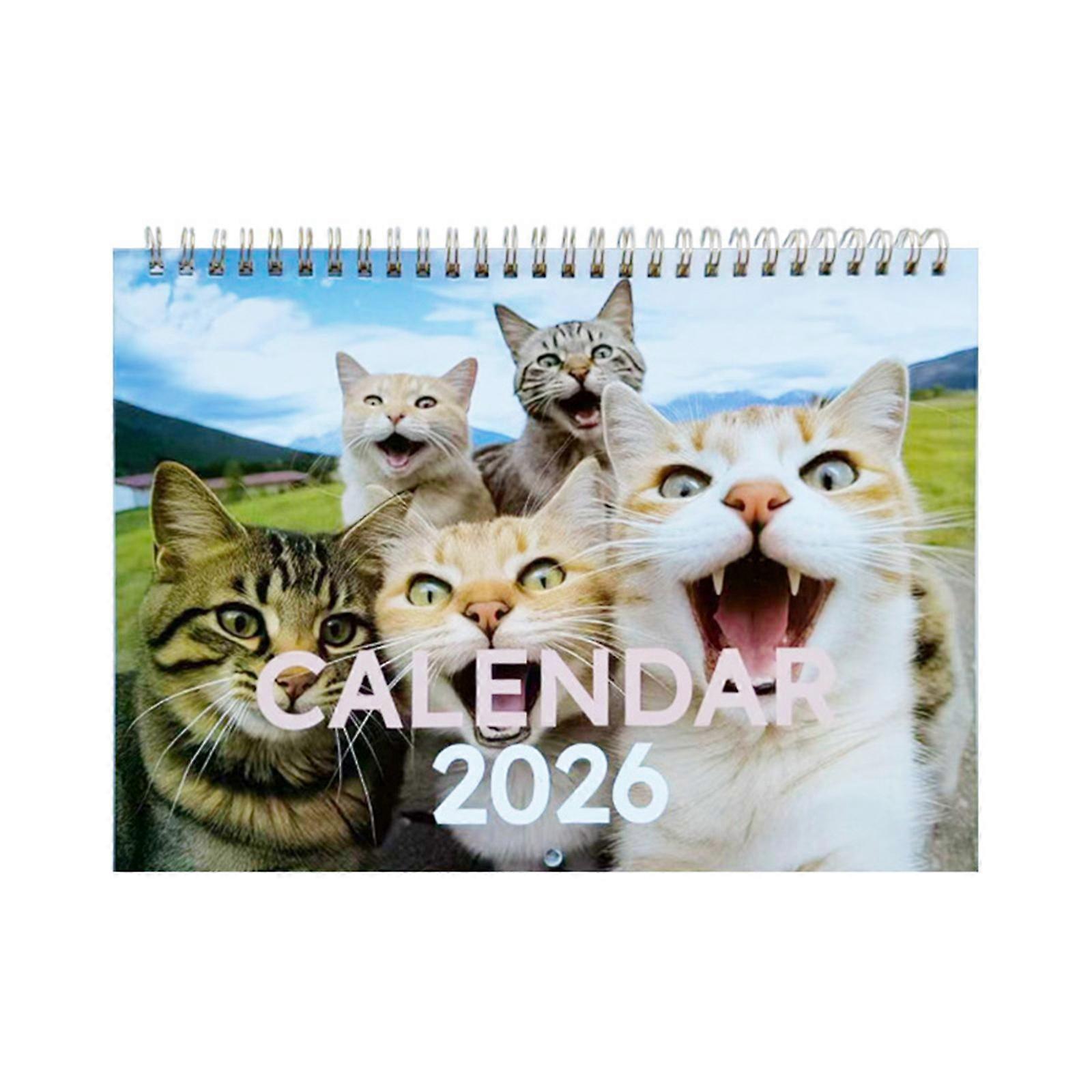 2026 Kitten Theme Wall Calendar Planner With Unlined Daily Blocks and Date Highight from Jan to Dec For Home Office Desk Multicolor