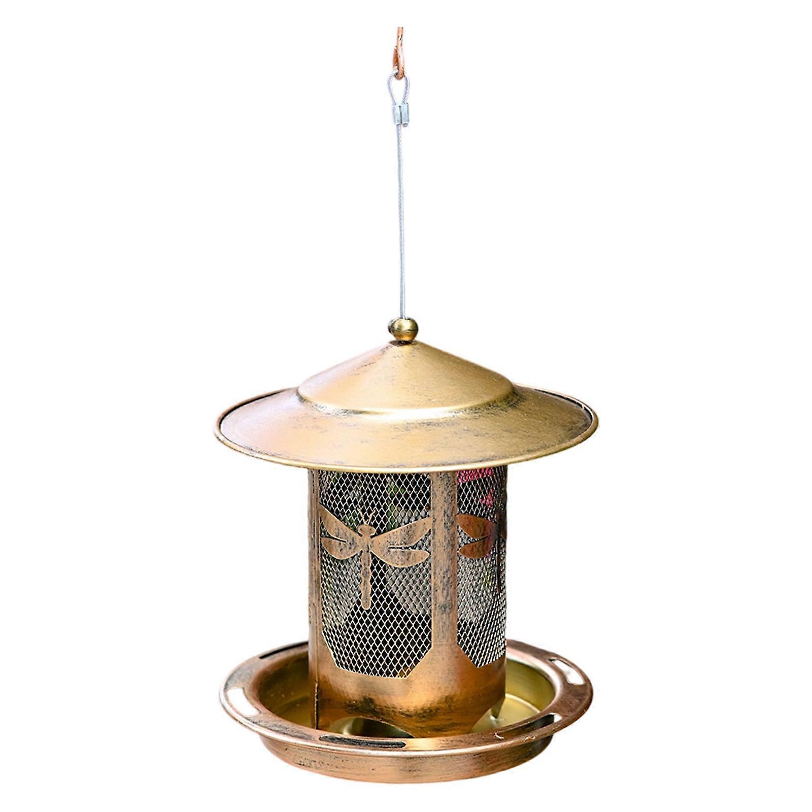 Metal Hanging Bird Feeder With 4Lbs Large Capacity ChewProof Design Level Monitoring For Wild Birds Multicolor