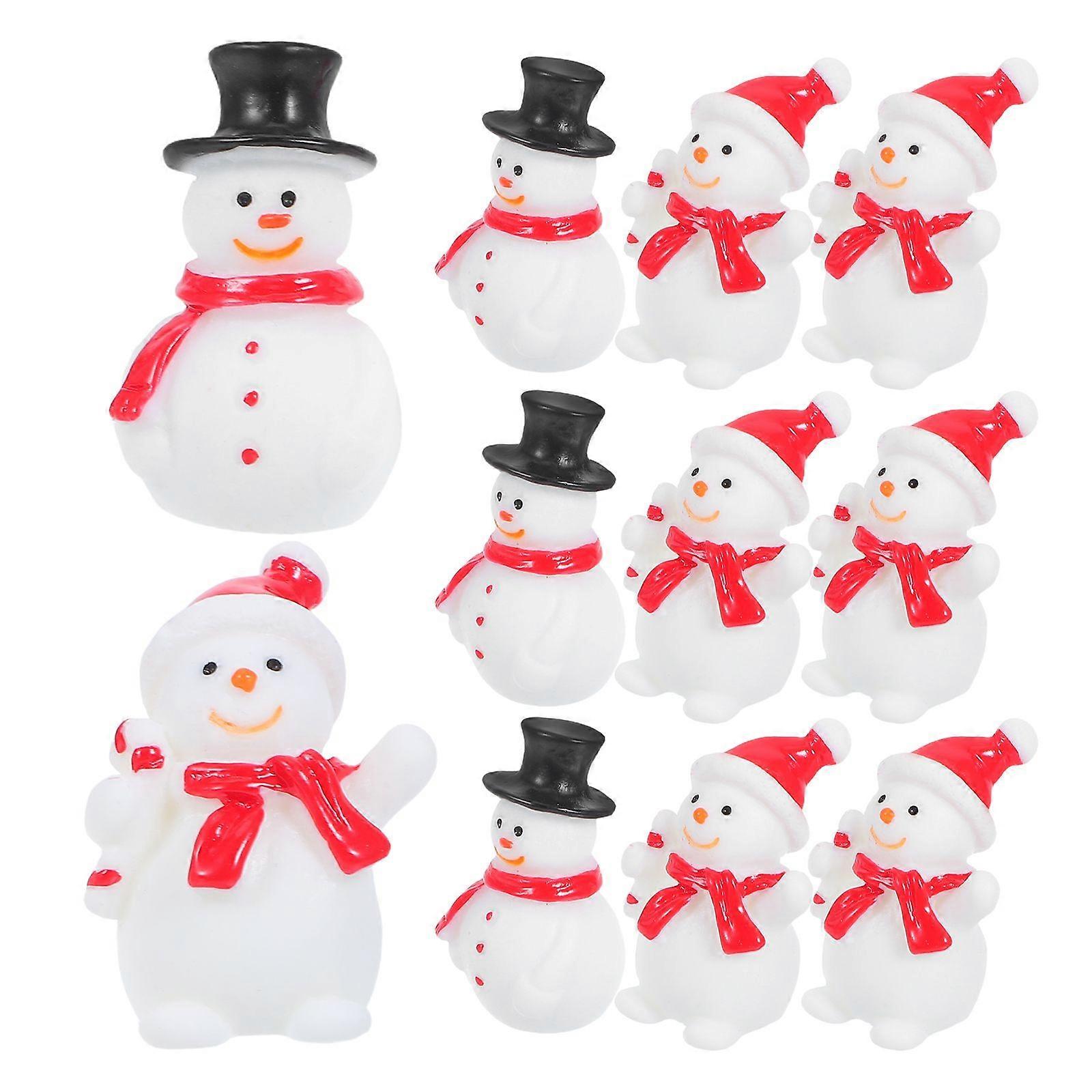 20pcs Mini Snowman Figurines Christmas Tiny Resin Snowman Decoration with Top Hat Xmas Micro Landscape Ornament Mini Garden Dollhouse Accessories