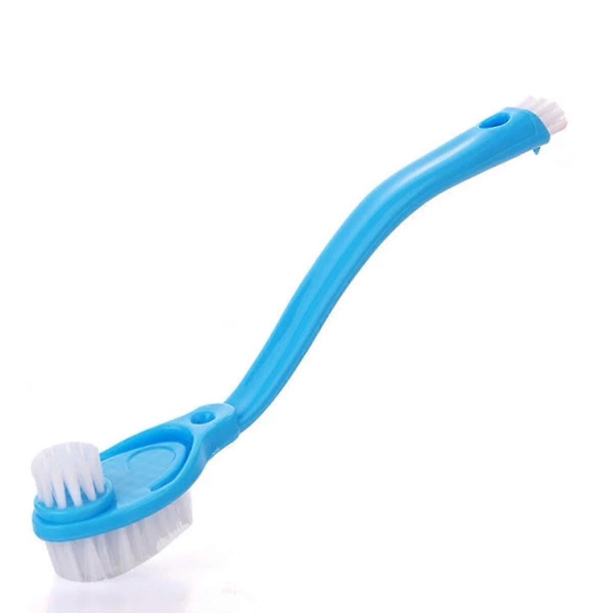 Double Sided Shoe Brush Bow Shape Long Handle Multifunctional Cleaning Brush with Scraping Nails