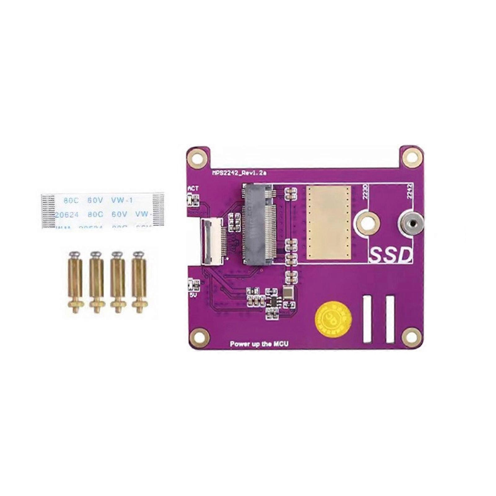 PCIe To M.2 NVMe SSD Adapters Board M.2 NVMe SSD PCIe Peripherals Board Expansion Board For RPi 5 Support M.2 2230/2242 Multicolor