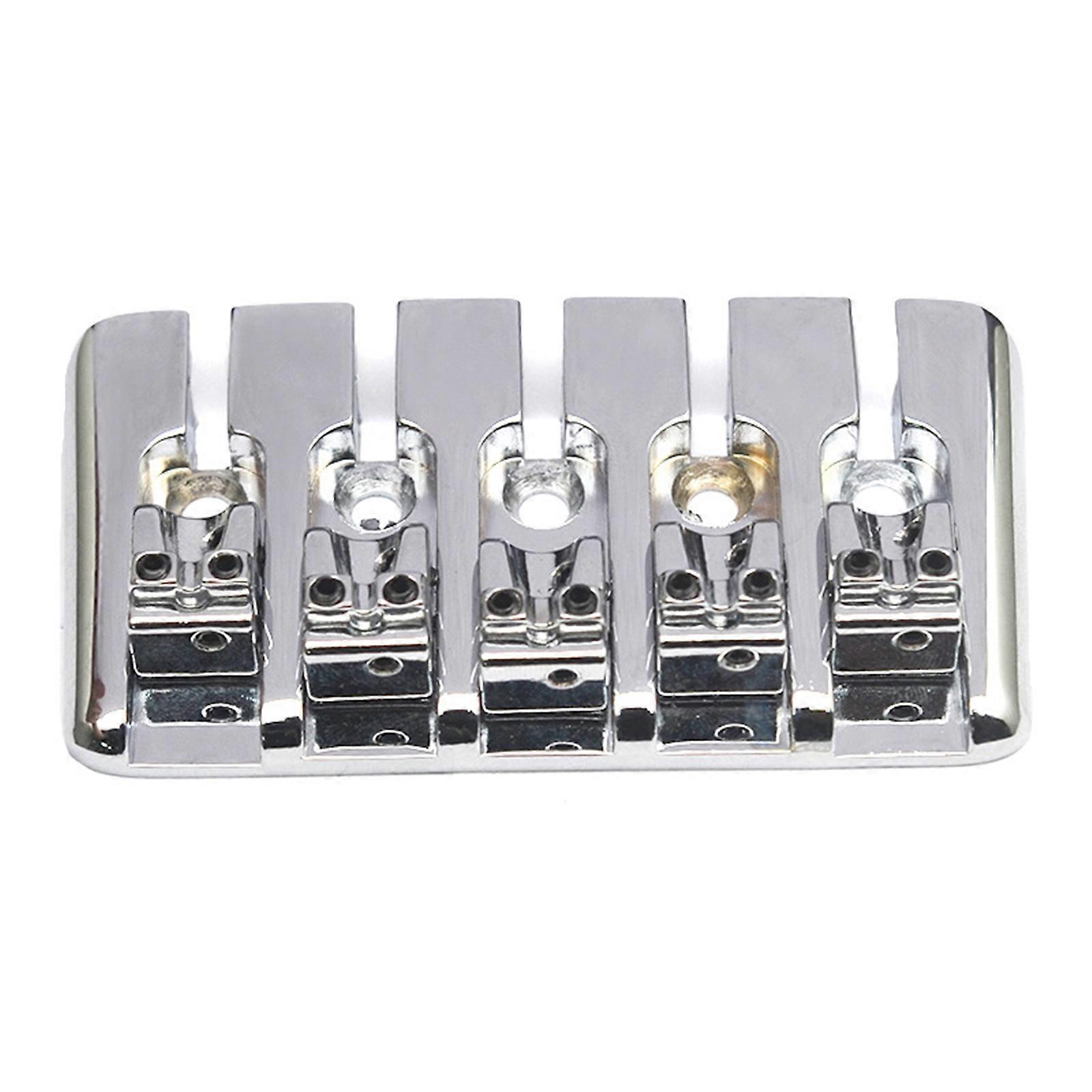 5 Strings Electric Bass Bridge Vintage Locked Saddles Bass Bridge Bottom Through String Bass Fixed Bridge Easy to Install  Silver