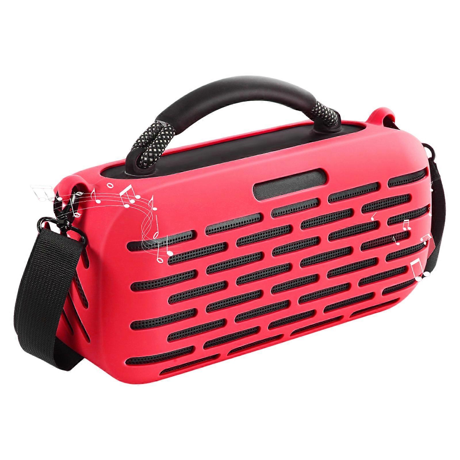 Travel Friendly Silicone Case Encasement For Speakers Shell, Resilient And NonSlip Designs Protector with Handle  Red