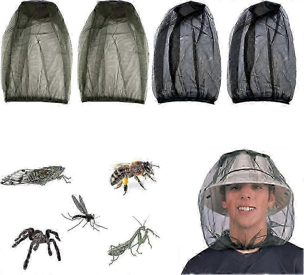 2025 4 Pack Mosquito Net Face Mask Mosquito Net Head Cover Insect Head Net Mosquito Net Hat Anti Mosquito