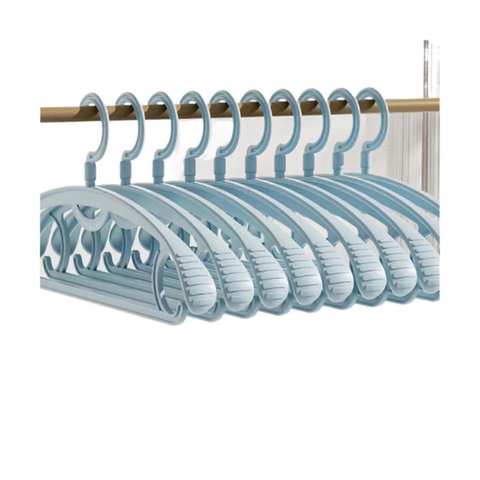 Plastic Clothes Hangers Set of 10 Wide Shoulder AntiSlip Traceless Closet Organizer Blue