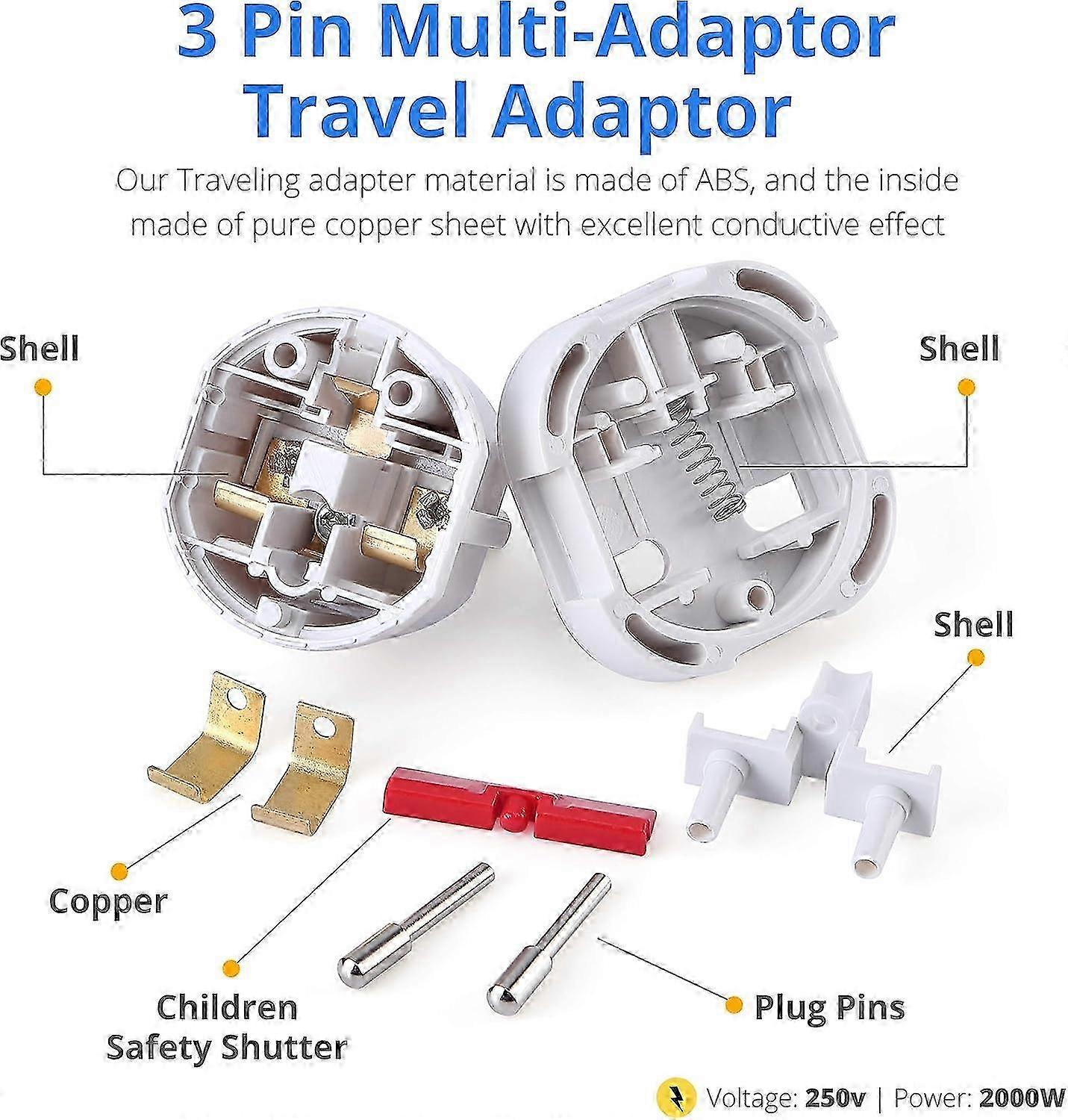 Europe Travel Adapter 5-Pack Type C E F Plug for Electronic Devices