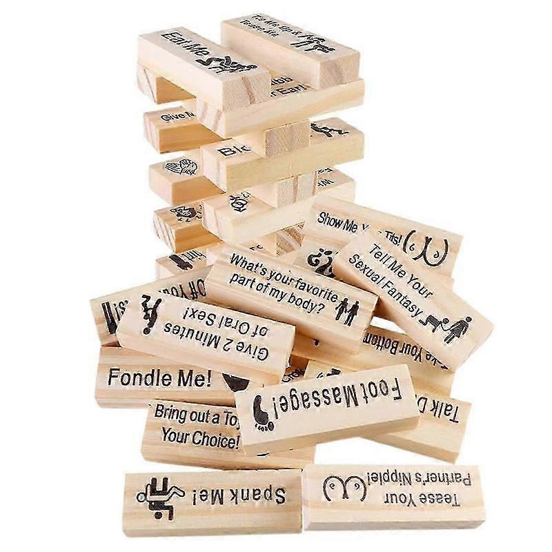 Building Block Stacking Tumble Tower 48Pcs Set Wooden Blocks Adults Party Game