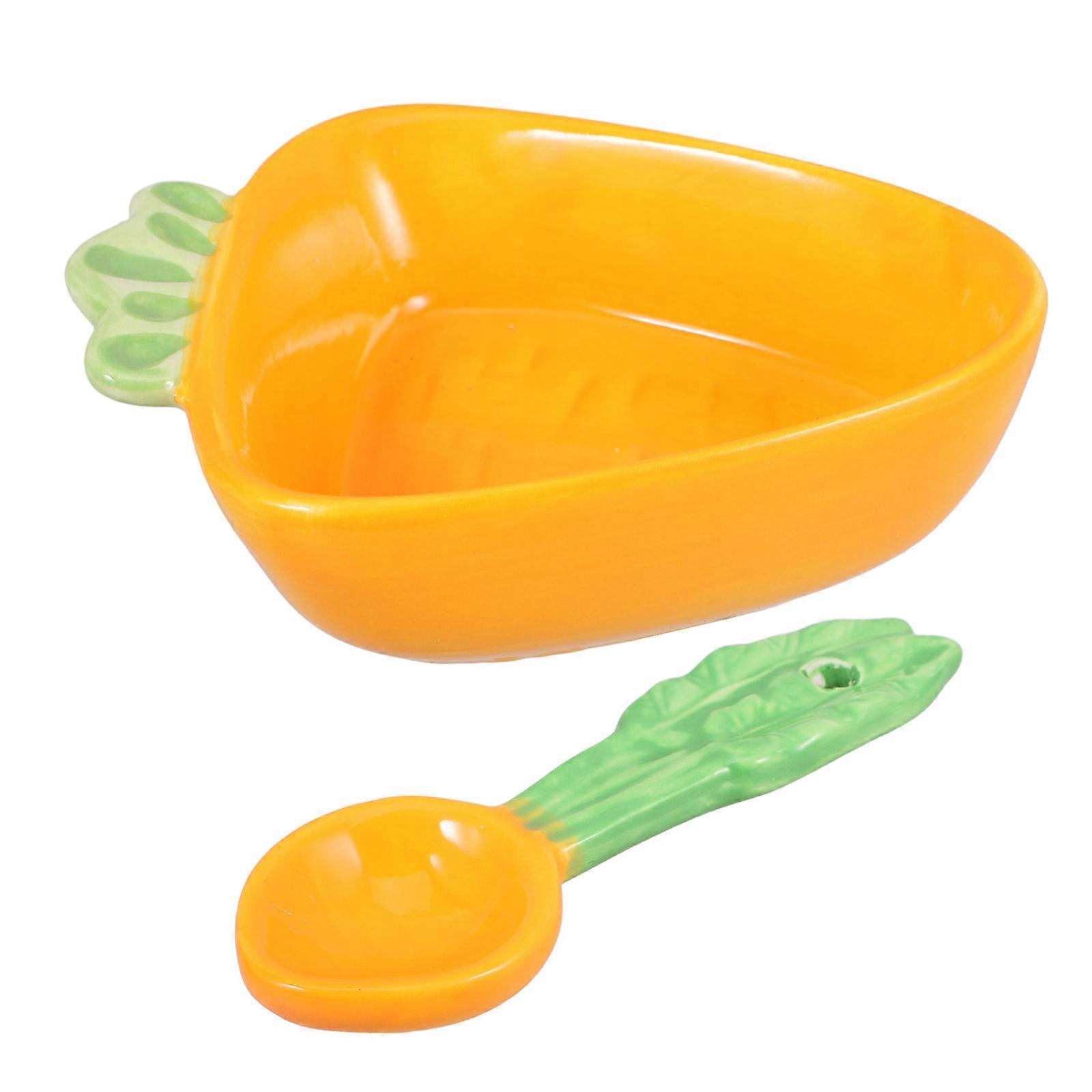 Cartoon Porcelain Condiment Holder With Spoon Ideal For Parties In Unique Carrot Shape 1 Set