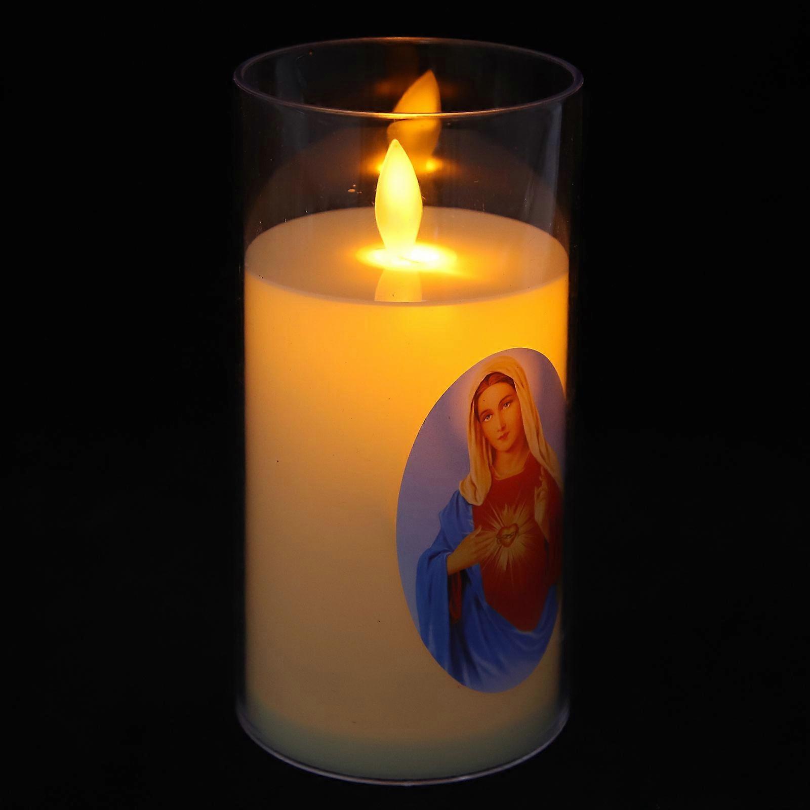 Virgin Mary Prayer Candle LED Simulation Night Light Small 1 Set